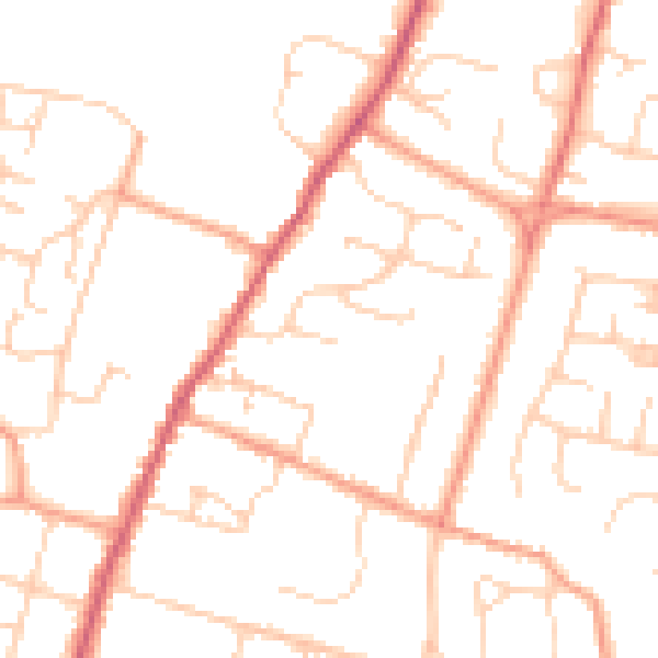 Daytime road noise heatmap for PO20 0QS