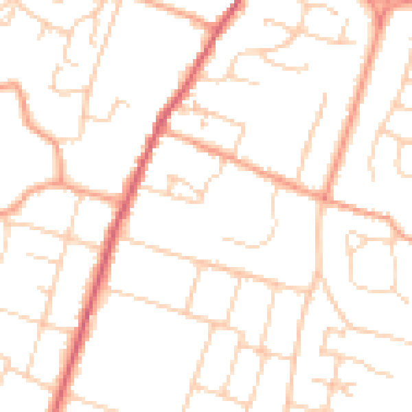 Daytime road noise heatmap for PO20 0RL