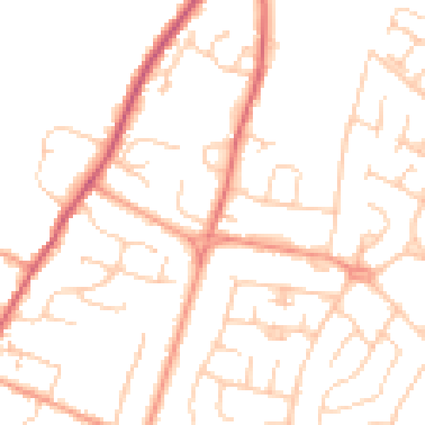 Daytime road noise heatmap for PO20 0SS