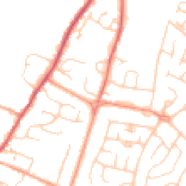 Daytime road noise heatmap for PO20 0TQ