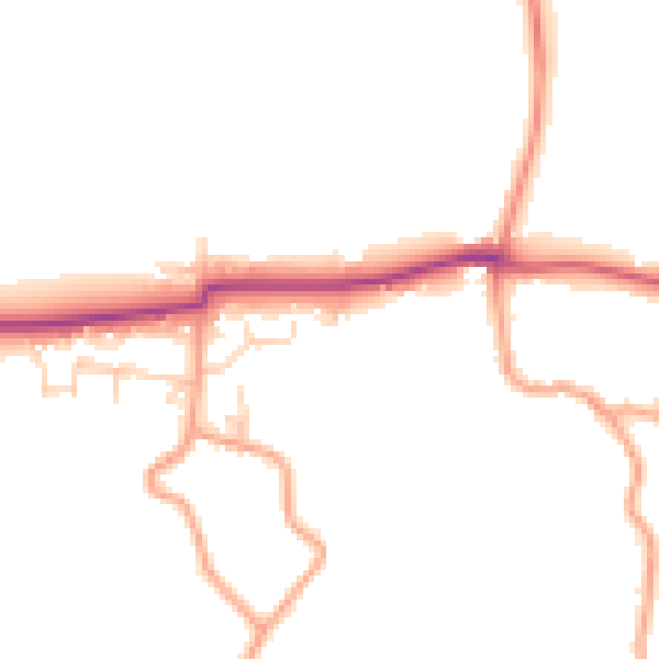 Daytime road noise heatmap for PO20 1AG