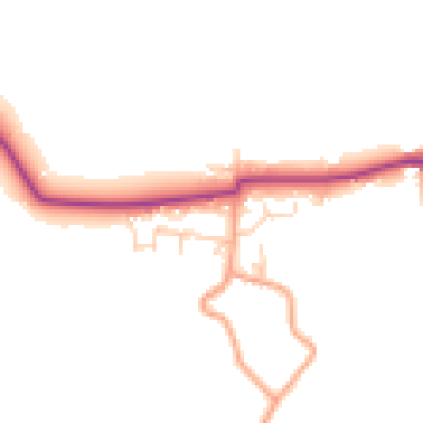 Daytime road noise heatmap for PO20 1JG