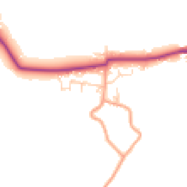 Daytime road noise heatmap for PO20 1JP