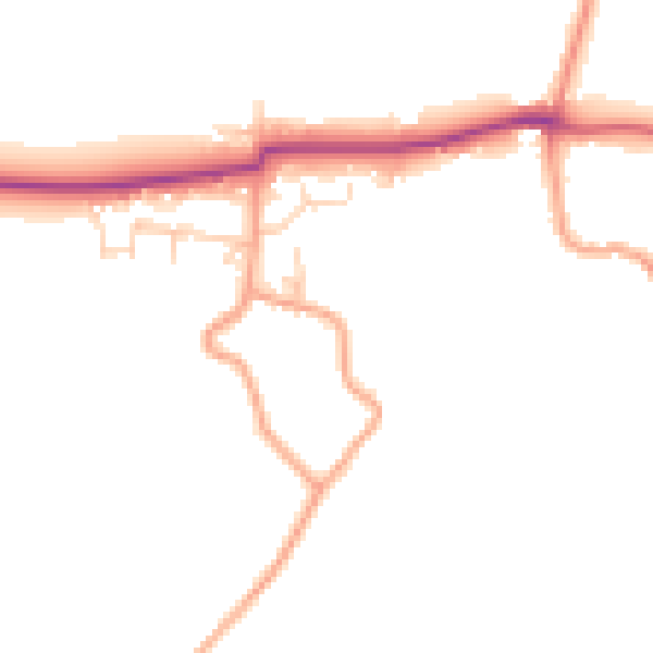 Daytime road noise heatmap for PO20 1JY