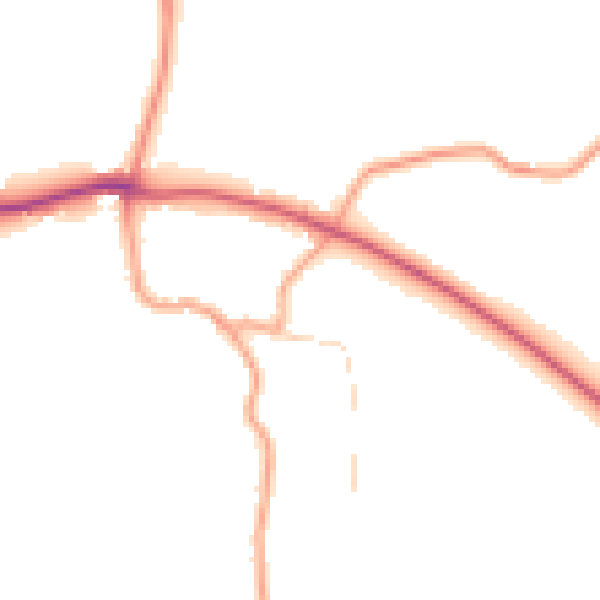 Daytime road noise heatmap for PO20 1PX