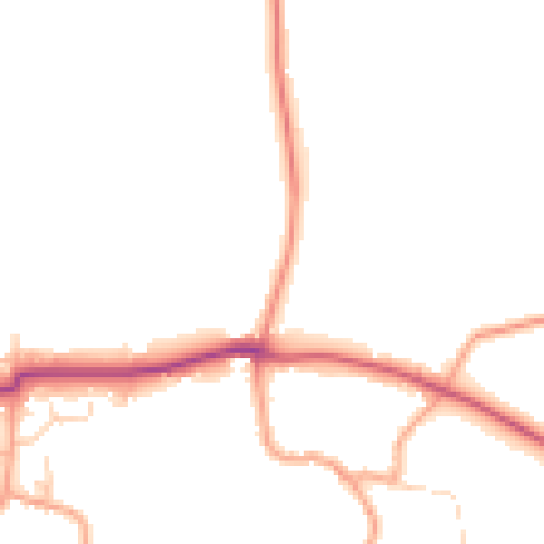 Daytime road noise heatmap for PO20 1QB