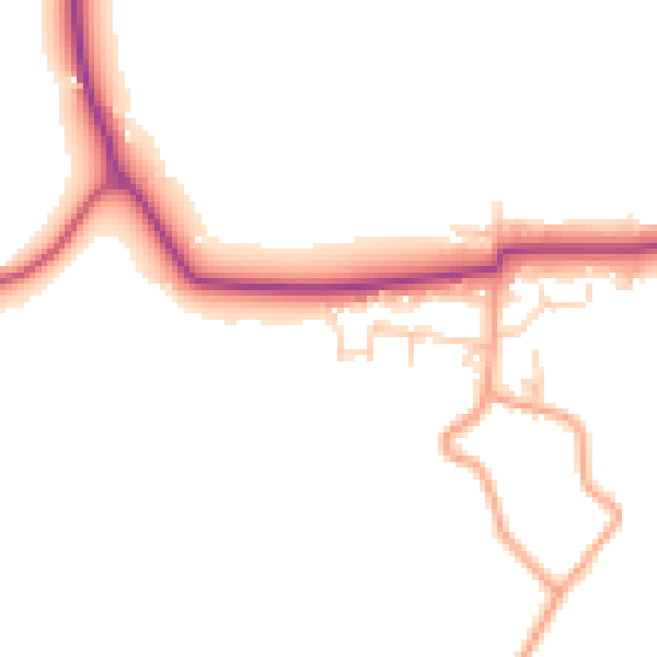 Daytime road noise heatmap for PO20 1WP