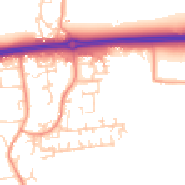 Daytime road noise heatmap for PO20 2AU