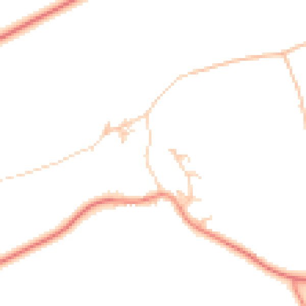 Daytime road noise heatmap for PO20 2DG