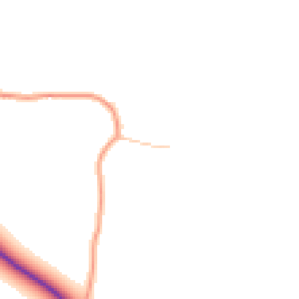 Daytime road noise heatmap for PO20 2DU