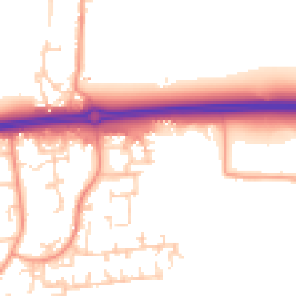 Daytime road noise heatmap for PO20 2EG