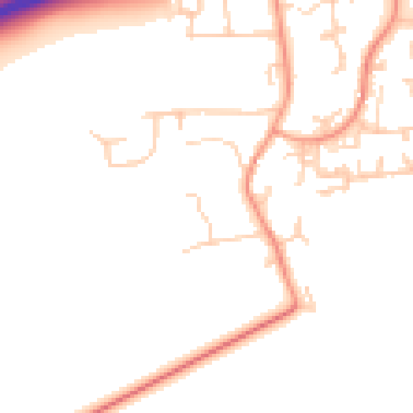 Daytime road noise heatmap for PO20 2ET