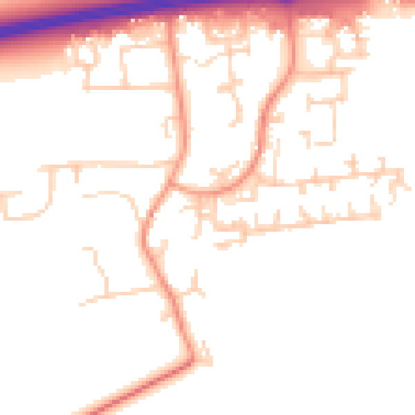 Daytime road noise heatmap for PO20 2FF