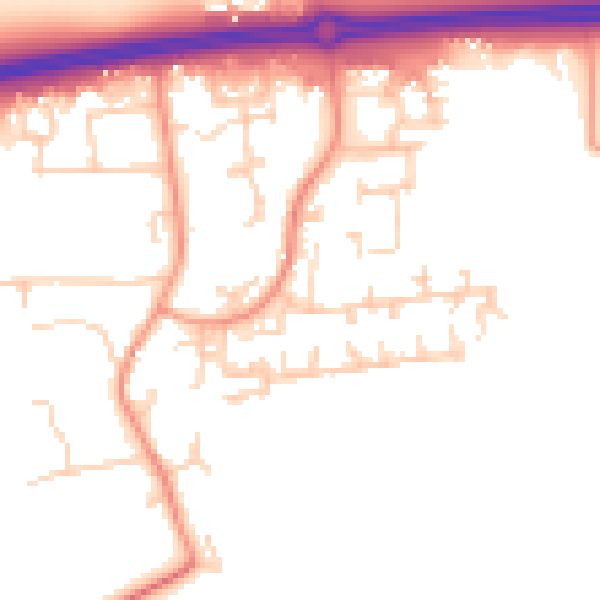 Daytime road noise heatmap for PO20 2FN