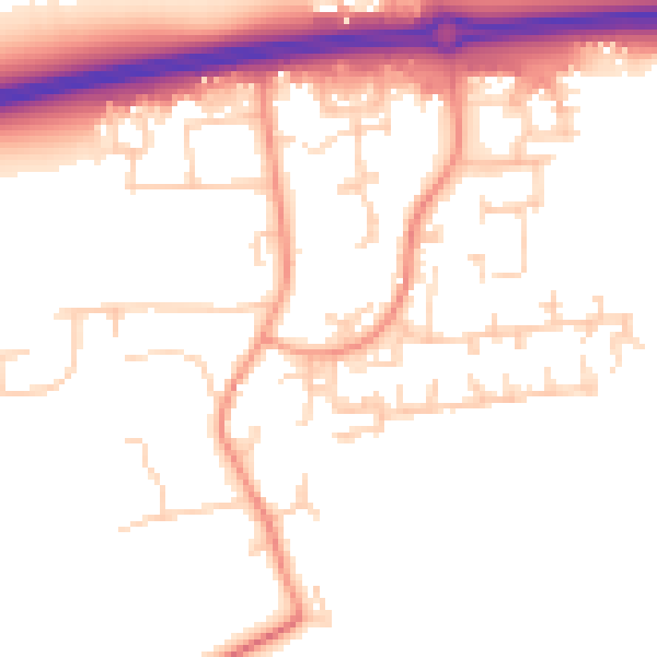Daytime road noise heatmap for PO20 2FQ
