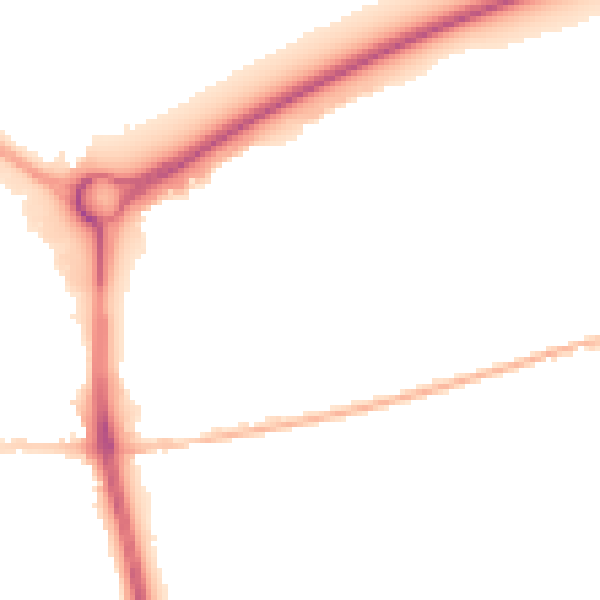 Night-time road noise heatmap for PO20 2GU