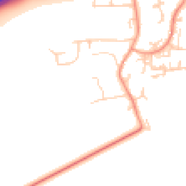 Daytime road noise heatmap for PO20 2HA