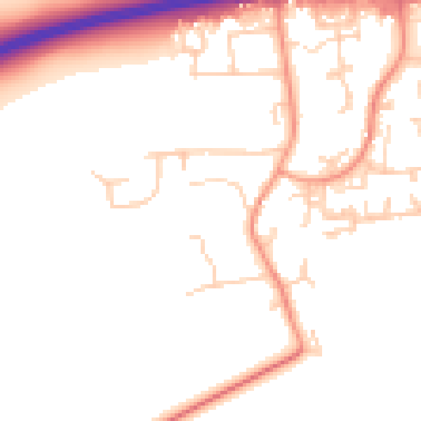 Daytime road noise heatmap for PO20 2HN