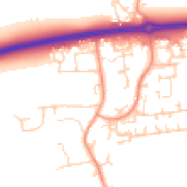 Daytime road noise heatmap for PO20 2JH