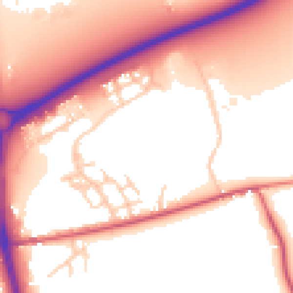 Daytime road noise heatmap for PO20 2LD