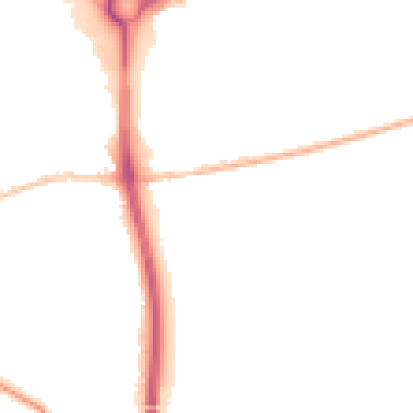 Night-time road noise heatmap for PO20 2LG