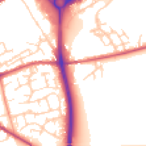 Daytime road noise heatmap for PO20 2NG