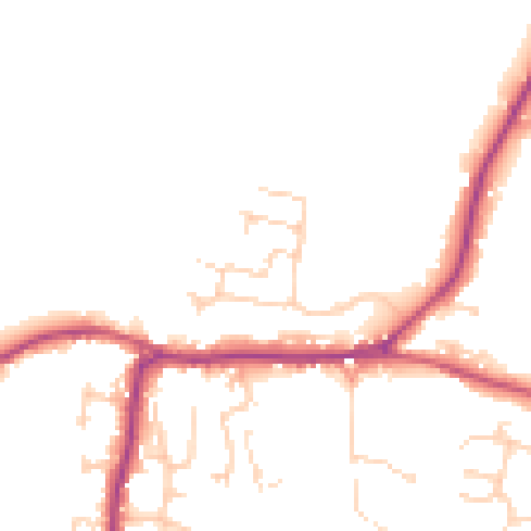 Daytime road noise heatmap for PO20 3AY