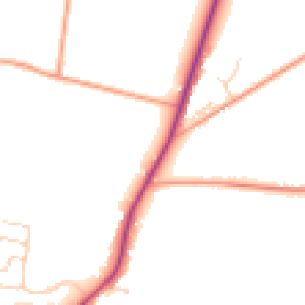 Daytime road noise heatmap for PO20 3BJ