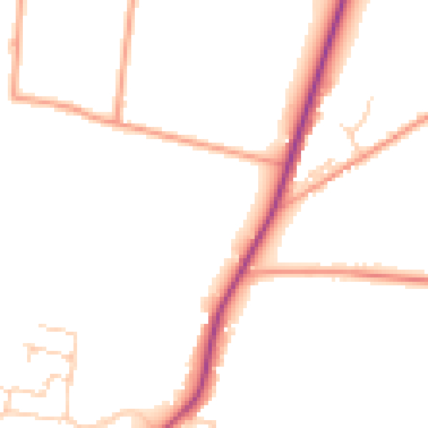 Daytime road noise heatmap for PO20 3BP