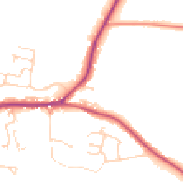 Daytime road noise heatmap for PO20 3JT