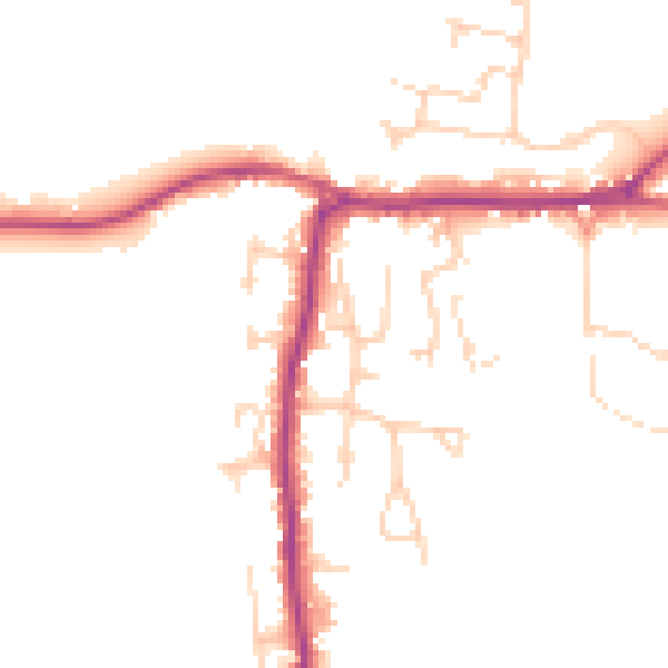 Daytime road noise heatmap for PO20 3RG