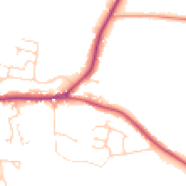 Daytime road noise heatmap for PO20 3RR