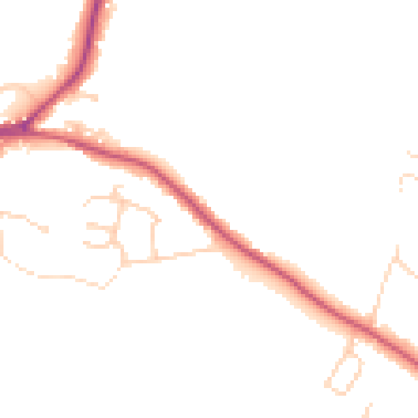 Daytime road noise heatmap for PO20 3RS