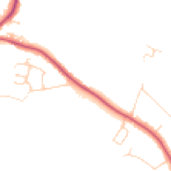 Daytime road noise heatmap for PO20 3RT