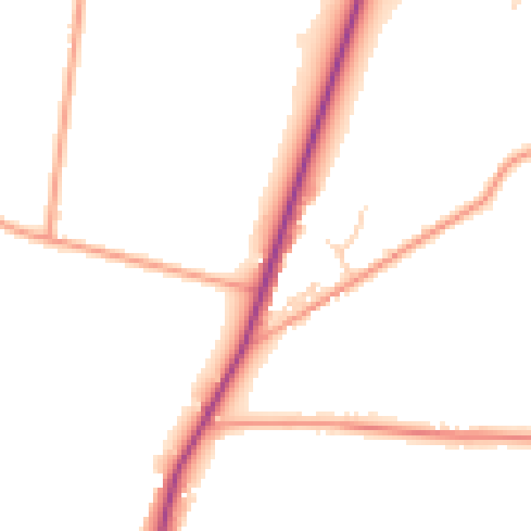 Daytime road noise heatmap for PO20 3RZ