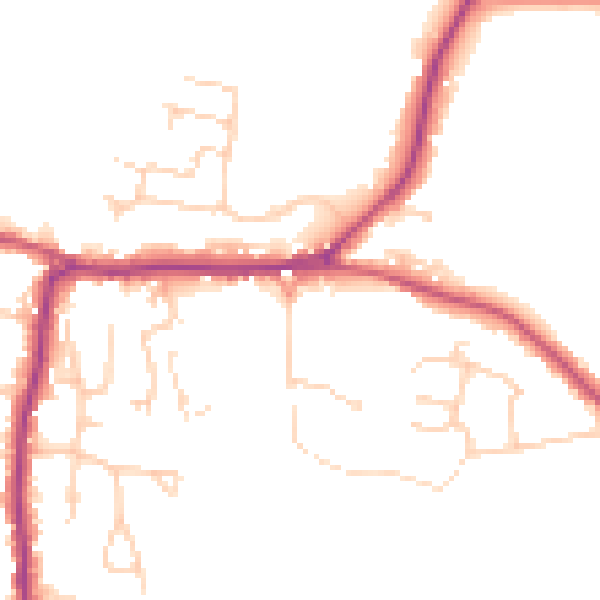 Daytime road noise heatmap for PO20 3UR