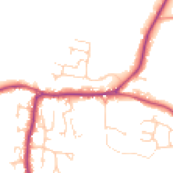 Daytime road noise heatmap for PO20 3UW