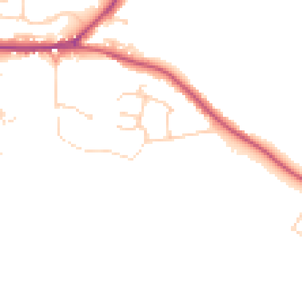 Daytime road noise heatmap for PO20 3UZ