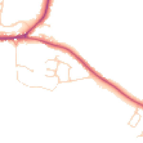 Daytime road noise heatmap for PO20 3XA