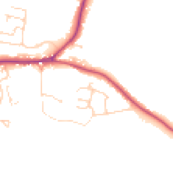 Daytime road noise heatmap for PO20 3XB