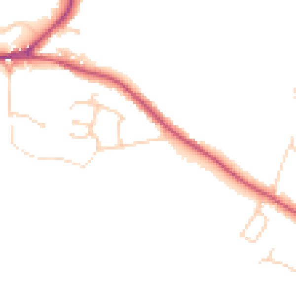 Daytime road noise heatmap for PO20 3XD