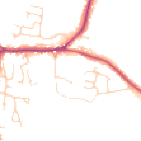 Daytime road noise heatmap for PO20 3XE