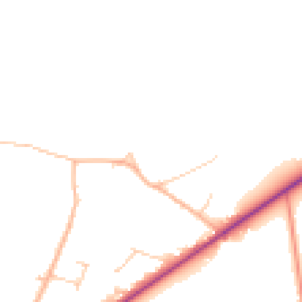 Daytime road noise heatmap for PO20 7BH