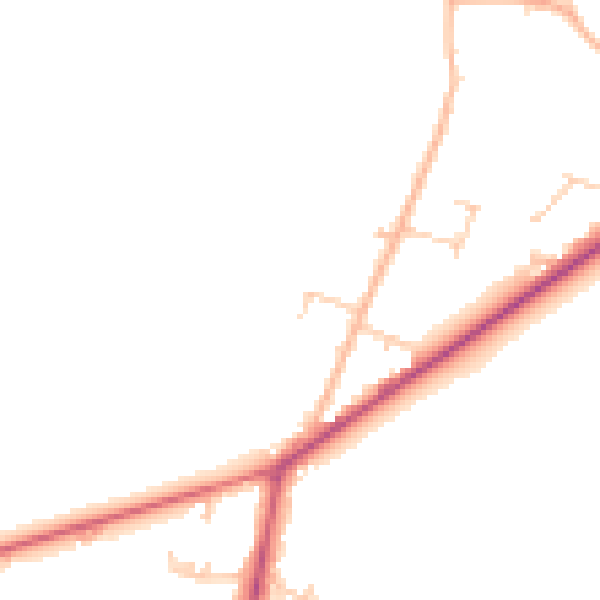 Daytime road noise heatmap for PO20 7DX