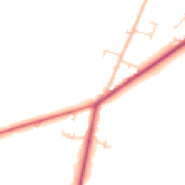 Daytime road noise heatmap for PO20 7EW
