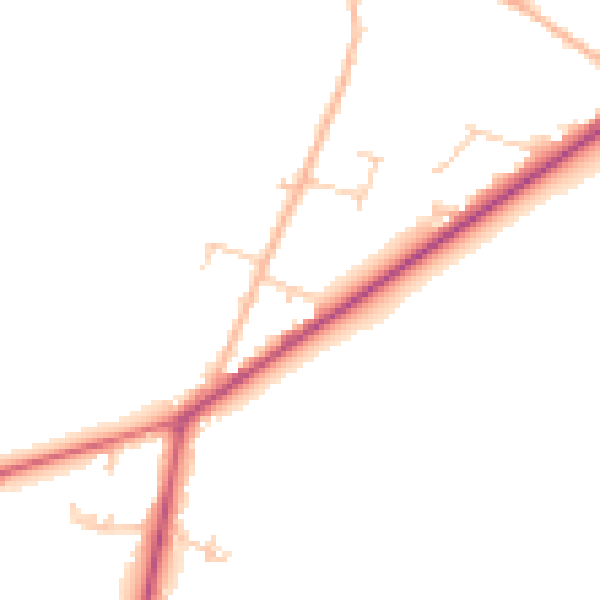 Daytime road noise heatmap for PO20 7EX