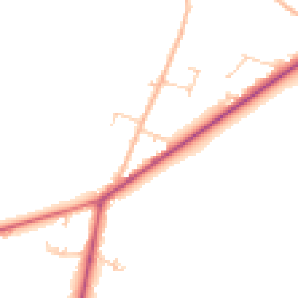 Daytime road noise heatmap for PO20 7EY