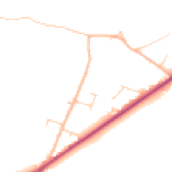 Daytime road noise heatmap for PO20 7HB