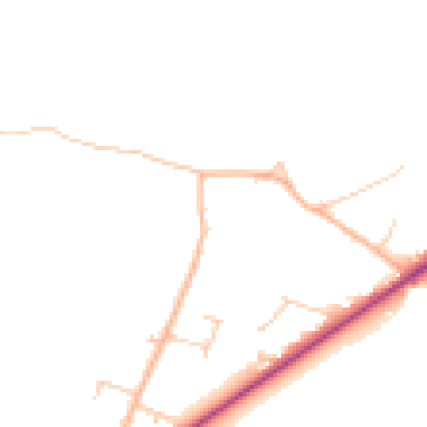 Daytime road noise heatmap for PO20 7HF