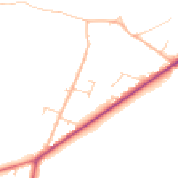 Daytime road noise heatmap for PO20 7HP